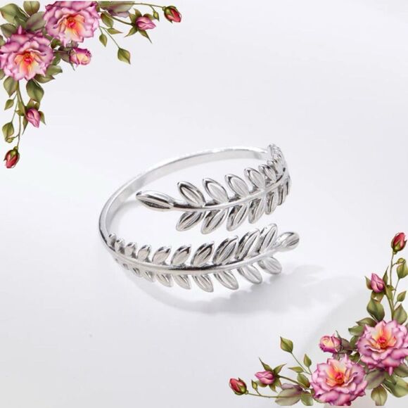 Stainless Steel Leaf Ring open adjustable - Picture 1 of 14